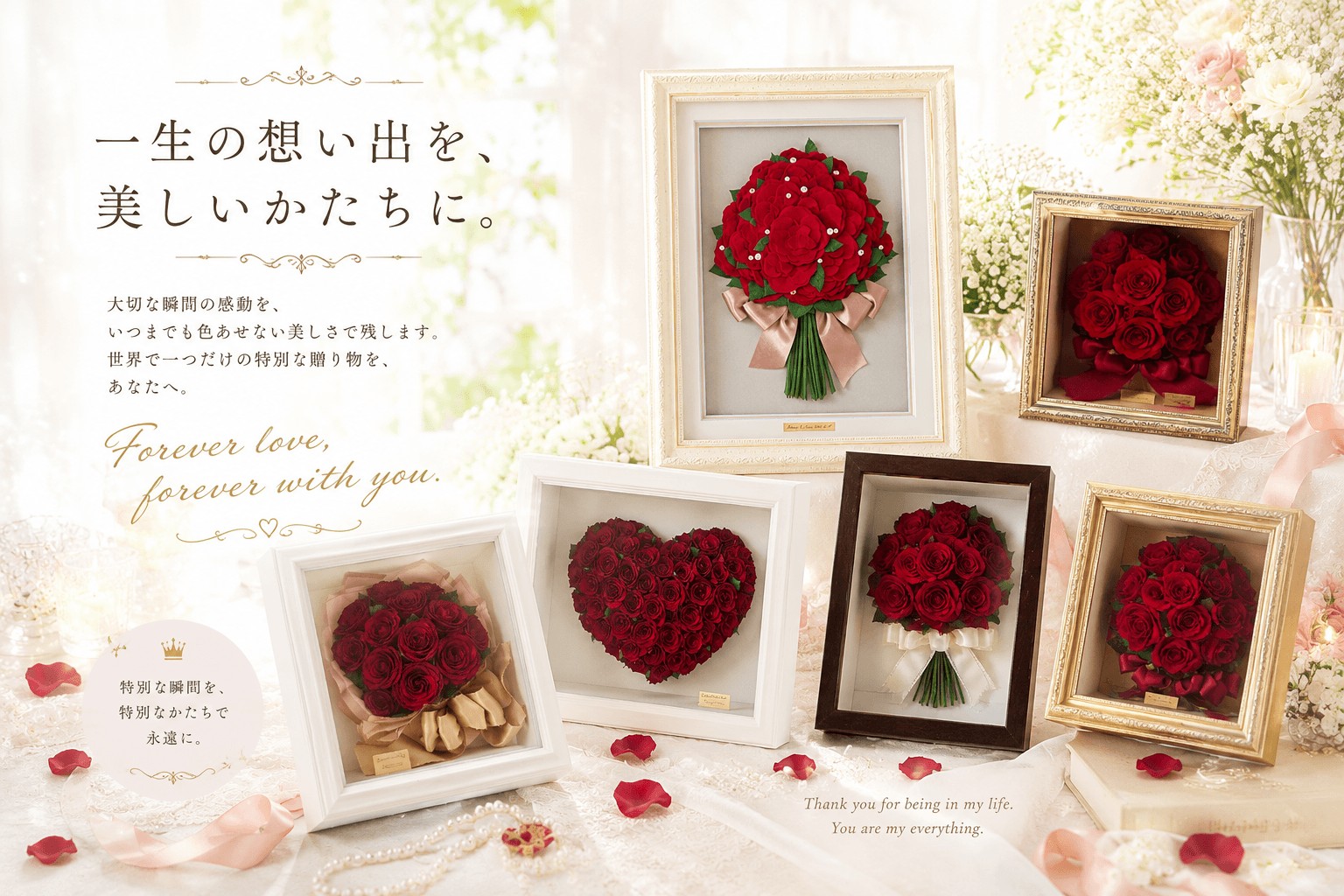 赤バラの花束保存